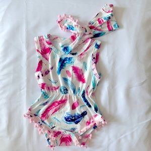 Baby Girl Jumpsuit with Headband